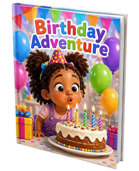 Birthday Adventure – personalised children's storybook cover mockup