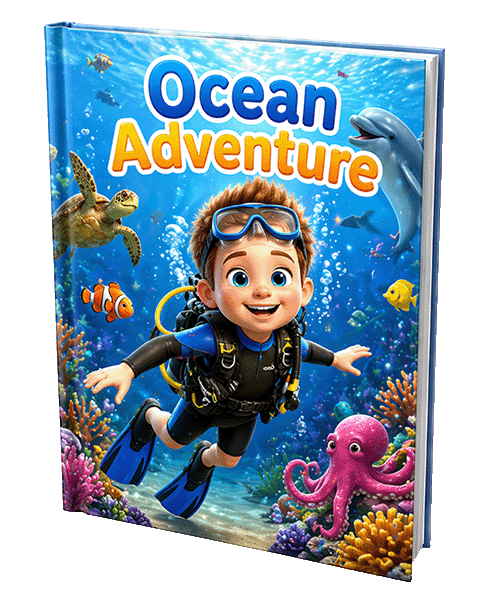 Ocean Adventure – personalised children's storybook cover mockup