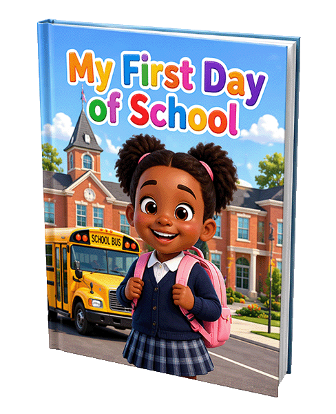 My First Day of School – personalised children's storybook cover mockup